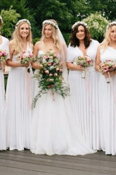 White Summer Multiway Infinity Ruffles Sleeveless Bridesmaid Dresses